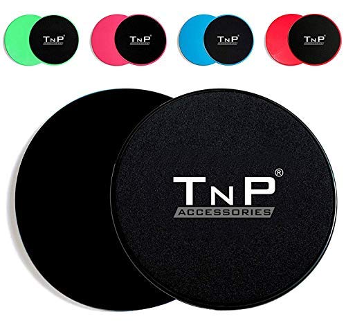 TNP AccessoriesCore Sliders, 2 x Dual Sided Gliding Discs, Ultimate Core Trainer, Abdominal Total Body Workout Equipment for Carpet, Wood, Tiled Floor at Gym & Home, Dual Side Slider