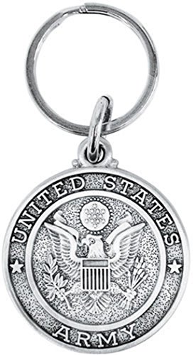 Pewter God Bless America Saint Christopher Military Medal Key Chain, 1 1/2 Inch
