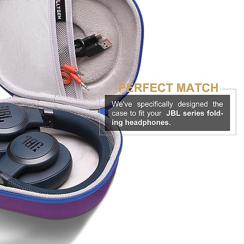 Image of L LTGEM EVA Hard Case for JBL Live 770NC /660NC /650BT /460NC /670NC /400BT /500BT and JBL Tune 770NC /710BT /720BT /760NC /700BT /750BT /510BT /660NC /520BT /500 /E45BT Bluetooth Wireless Headphone(Purple+Grey)