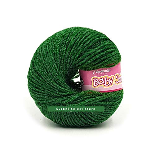 Image of Vardhman BabySoft Knitting Yarn | 100% Acrylic Wool | 4 Ply | Thin Knitting & Crocheting Hook Thread & Lightweight | Special Baby Wool | 150 Grams (6 Balls of 25g) | Machine Washable | Ideal for Blankets, Hats, Booties Ultra-Soft for Baby Sweaters, Blankets, Caps, Socks, Soft toys, Art & craft | Available in multicolors - (BBL037 - Pine Green)