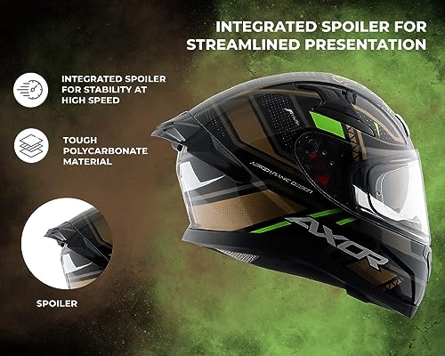 Image of Axor Apex Tiki ISI ECE DOT Certified Full Face Dual Visor Helmet for Men -Black Gold-L