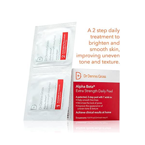 Dr-Dennis-Gross-Alpha-Beta-Extra-Strength-Daily-Peel-for-Oily-Skin-Uneven-Tone-or-Texture-Wrinkles-or-Enlarged-Pores-5-Treatments Dr Dennis Gross Alpha Beta Extra Strength Daily Peel | 2 Step Daily Treatment to Boost Radiance, Refine Pores, Clear Breakouts, and Smooth Lines & Wrinkles | 5 Treatments