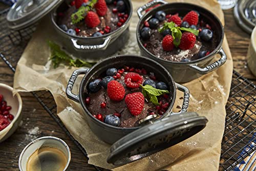 Image of Staub Cast Iron 0.5-qt Round Cocotte - Graphite Grey, Made in France