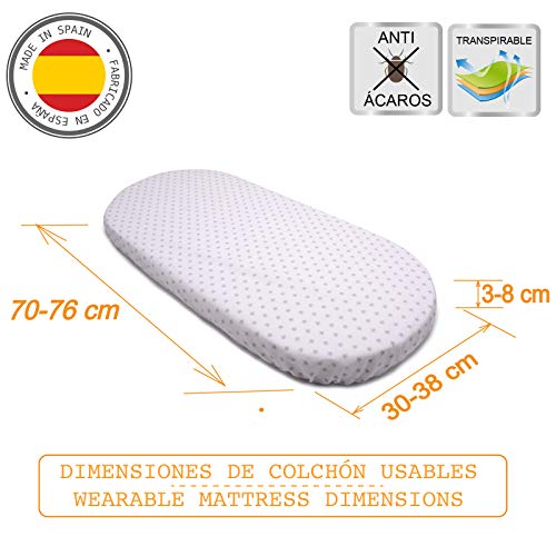 PEKITAS Drap 75 x 33 cm / 72 x 33 cm réglable pour matelas nacelle/voiture/poussette bébé pour enfants et filles avec élastique s'adapte à Julius Zöllner, Träumeland, Alvi