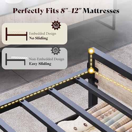 Image of AMERLIFE Twin Bed Frame with LED Light and 2 Storage Drawers, Metal Platform Bed with Storage Headboard, Velvet Upholstered, Heavy-Duty Slats, No Box Spring Needed, Easy Assembly, White
