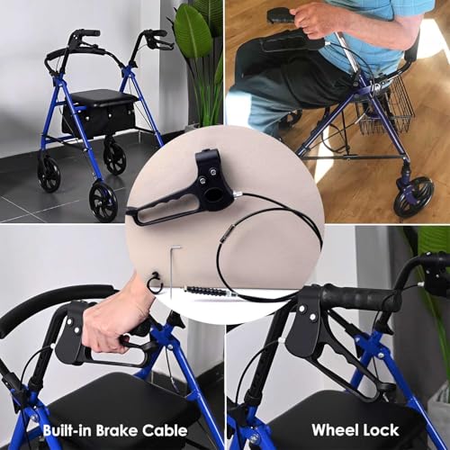 Image of Brake Handle Replacement for Rollator Walker,Hand Brake Rollator Assembly with 41 inch Cable for 4-Wheel Rolling Walker Drive Medical Durable Knee Walkers Transport Wheelchair Medical Parts