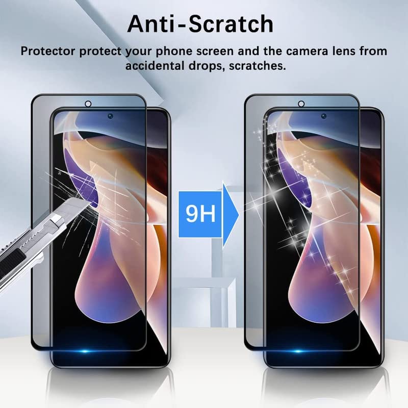 Image of ZARALA Privacy Tempered Glass for Redmi K50i Full Coverage 9H Hardness Anit-Explosion Light Private Protection Screen Protector Film - Black