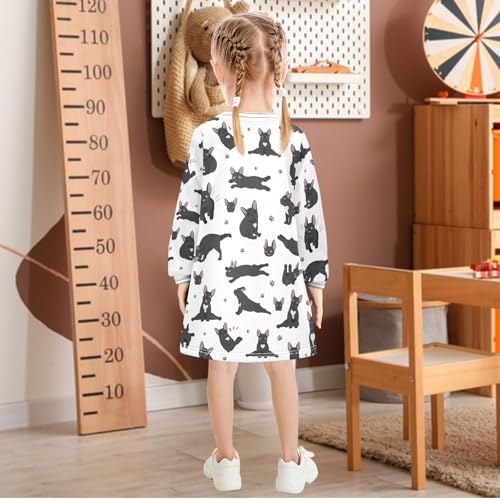 Girls Dresses Toddler Girl Clothes French Bulldog Paw Winter Casual Long Sleeve for Kids 2-8 Years3