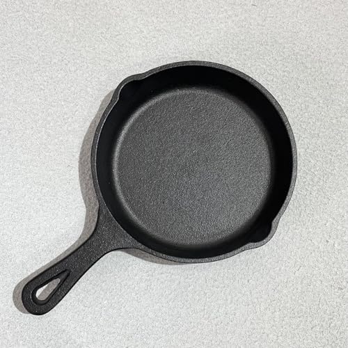 Image of 5-Inch Cast Iron Skillet, 12pcs Pre-Seasoned Cast-Iron Frying Pan with Teardrop Handle - Oven, Stovetop, Grill & Campfire Use Durable, Non-Toxic, Even-Heating Cookware - Black