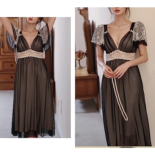Womens' Vintage Nightgown Lace Sleepwear Victorian Nightdress Princess Pajamas Bridal Lounger Nightwear2