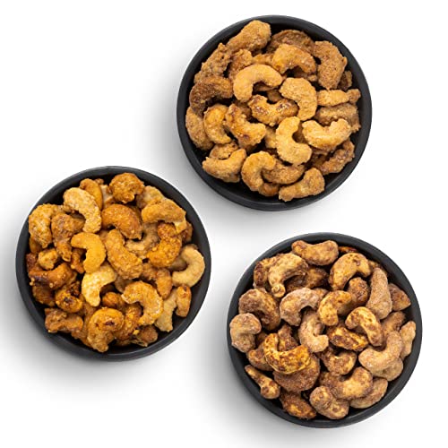 KERNenergie Gebrannte Cashewkerne - Nuss-Manufaktur - 3er Mix: Cashew Dream, Rhabarber-Vanille Cashews & Hot Honey Cashews, je 200g - Süße gebrannte Cashew-Nüsse, 3x 200g Cover