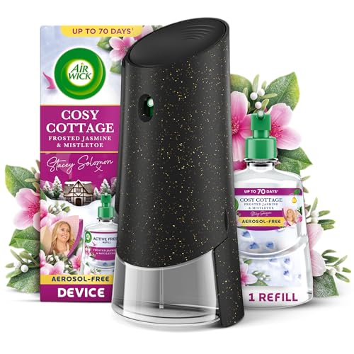 Air Wick Cosy Cottage Frosted Jasmine & Mistletoe Aerosol Free Automatic Spray Kit Lasts up to 70 Days Christmas Fragrance