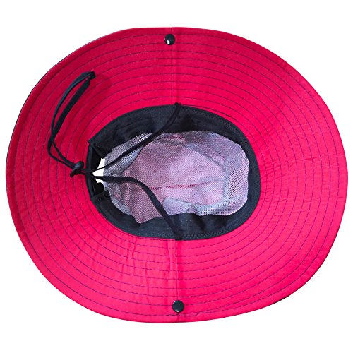 Muryobao Women's Sun Hat Outdoor Uv Protection Foldable Mesh Bucket Hat Wide Brim Summer Beach Fishing Cap Red Navy #TOP4