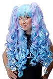 Nuevo y en empaque original! WIG ME UP- peluca de 3 partes coletas de quita y pon peluca para mujeres cosplay pelo largo rizado flequillo mezcla de azul y lila YZF-7092L+A-T3815/T4516