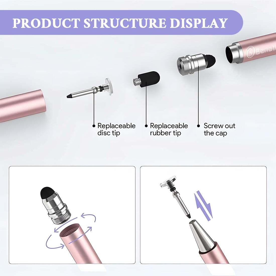 Pennini Stilo 2 in 1 per Touch Screen, Pennino Capacitivo a Punta Fine, Compatibile Cellulare e Tablet