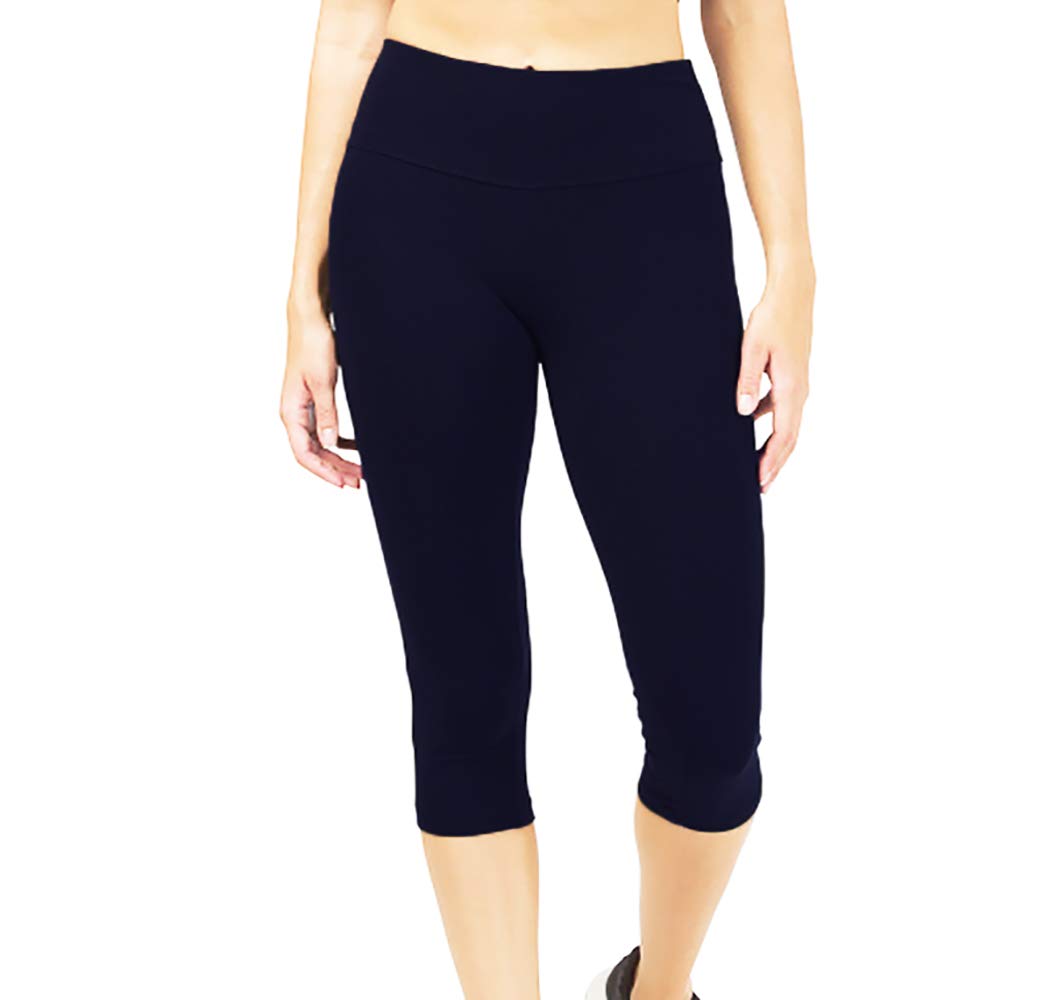 MC&LO Cotton Spandex Comfort Women Yoga HIGH Waist FOLD Over Capris Pants S-5XL