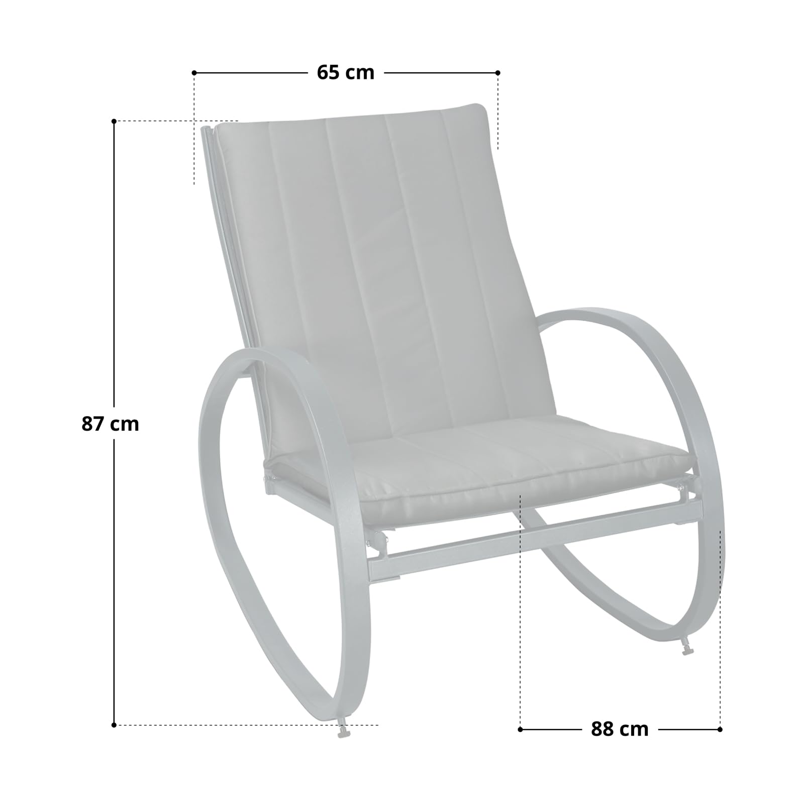 SVITA EIBY Fauteuil à bascule de luxe avec accoudoirs pour l'extérieur, gris clair/gris foncé