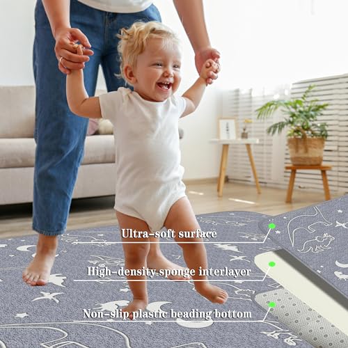 Eanpet Large Playroom Rug For Kids Glow In The Dark Star Area Rugs For Boys Girls Toddlers Bedroom Decorative 5X7 Grey Play Mat For Babies 1-3 Years thumb #7
