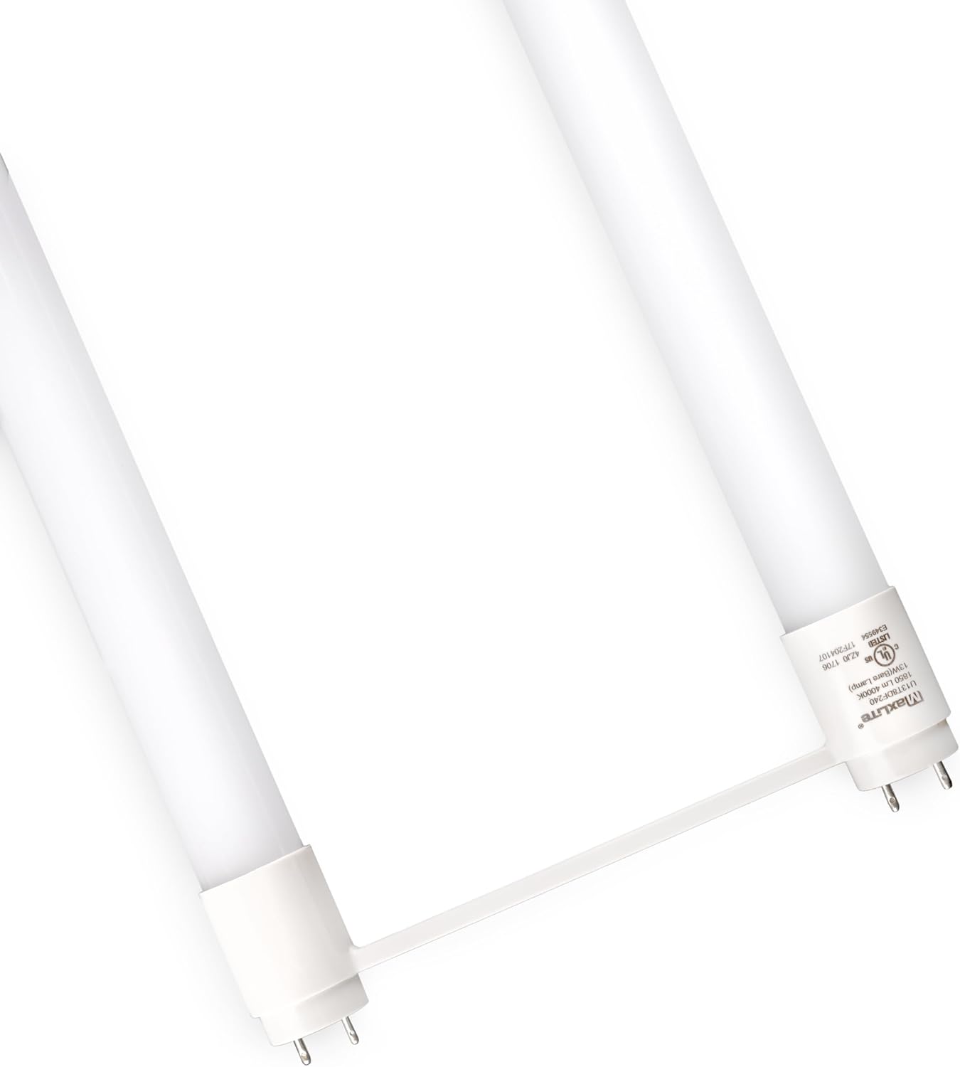 Close-up of MaxLite U13T8DF240 LED T8 U-Bend Lamp pins