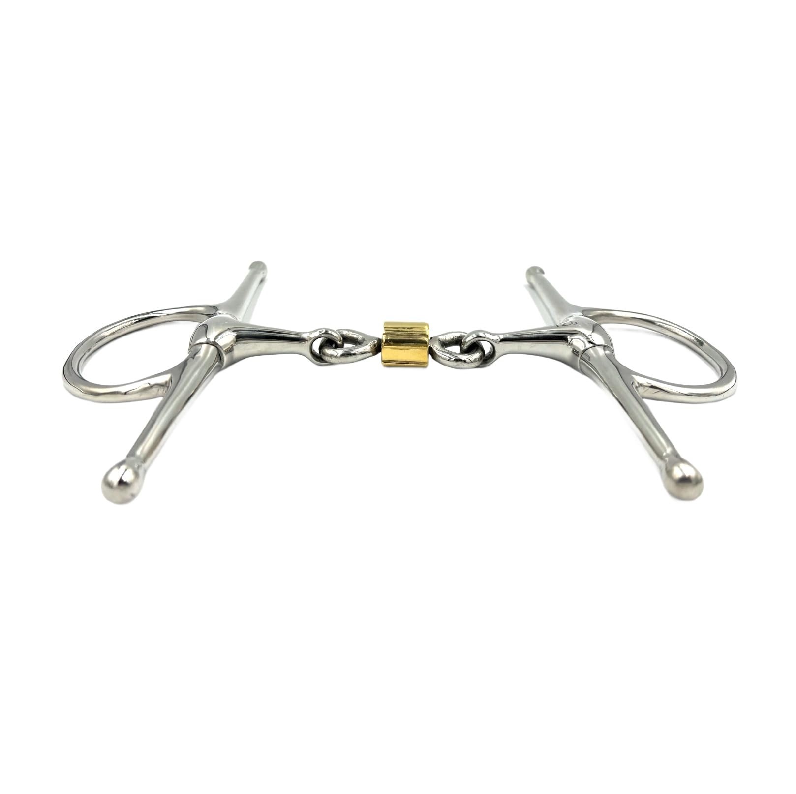 ES0076 Knebeltrense Doppelt Gebrochen Kupfer Roller Edelstahl 14mm, 13.5 cm