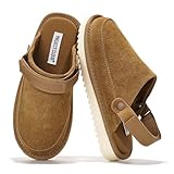Project Cloud Kids Clogs Genuine Leather with Back Strap - Memory Foam & Lightweight Slip-on Boys and Girls Sandals Adjustable Straps & Non-Slip Clogs for Kids Sandals(LilGoldstar,CHSTNUTSUED,2)