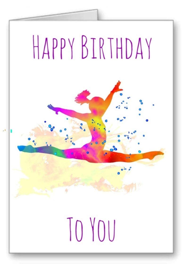 Gfc Blue|Purple|White|Beige|Red Gymnast Gymnastics Ballet Birthday Card Ballerina Happy Birthday
