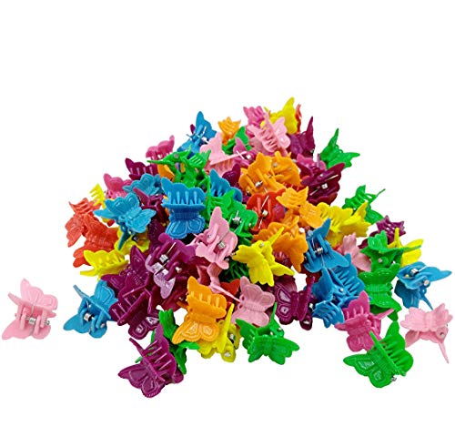 100 Packs Assorted Color Butterfly Hair Clips, Girls Women Beautiful Mini Butterfly Hair Clips Hair Accessories for Girls and Women, Random Color