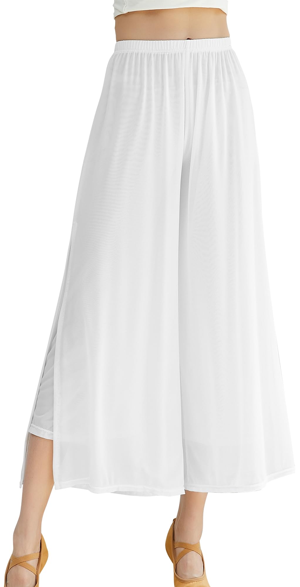 SEAUR Pantalones de baile para mujer, de gasa, pierna ancha, danza oriental, latín, pilates, yoga, palazzo, pantalones de verano, pantalones de ocio, S-XL