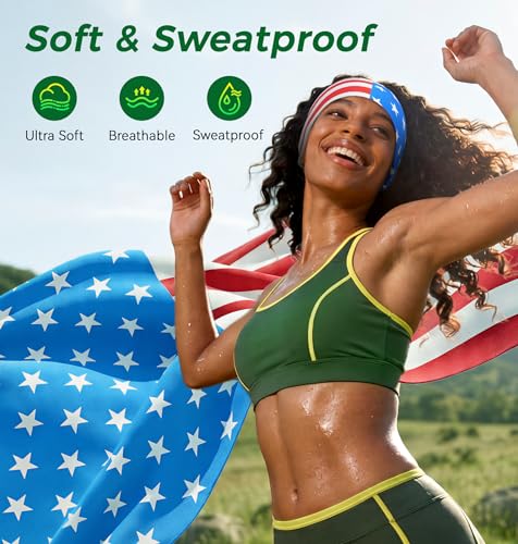 LC-dolida USA Flag Bluetooth Sports Headband, Wireless Sweatproof Headband Headphones for Soccer Fans, Soft Washable Music Headband for Game Day Outdoor Sports Travel Running - image 4