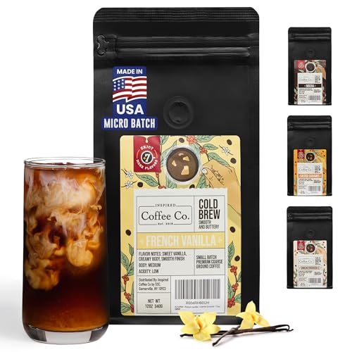 The Best Coffee Beans for Cold Brew at Home 6 Inspired Coffee Co French Vanilla Flavored Cold Brew Coffee Coarse Ground Coffee Beans Medium Roast - Low Acid Coffee Smoother Taste - 100% Arabica - 12 oz. Resealable Bag