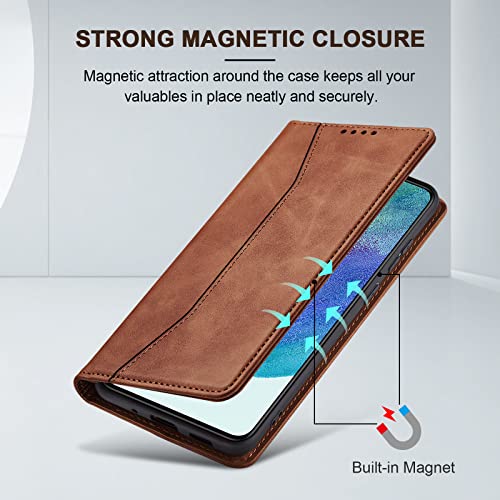 Image of Jasonyu Samsung Galaxy S21 FE Mobile Phone Case, PU Leather Flip Case, Brown