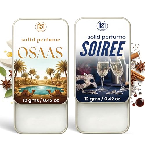 Image of Dr.Mashur Solid Perfume |Soiree&Osaas Alcohol Free Wax Perfume Balm, Long Lasting | Pocket Tin 12g, Pack Of 2| Non Greasy Smooth Glide, Travel Friendly Men And Women