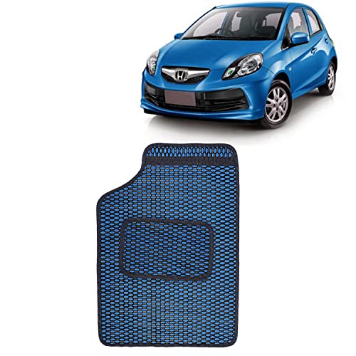 Image of Kingsway Dotted Design Car Floor Foot Mats Universal Fit for Honda Brio, Model Year : 2011 Onwards, Water and Dustproof, Color Blue, Set of 5 Pieces