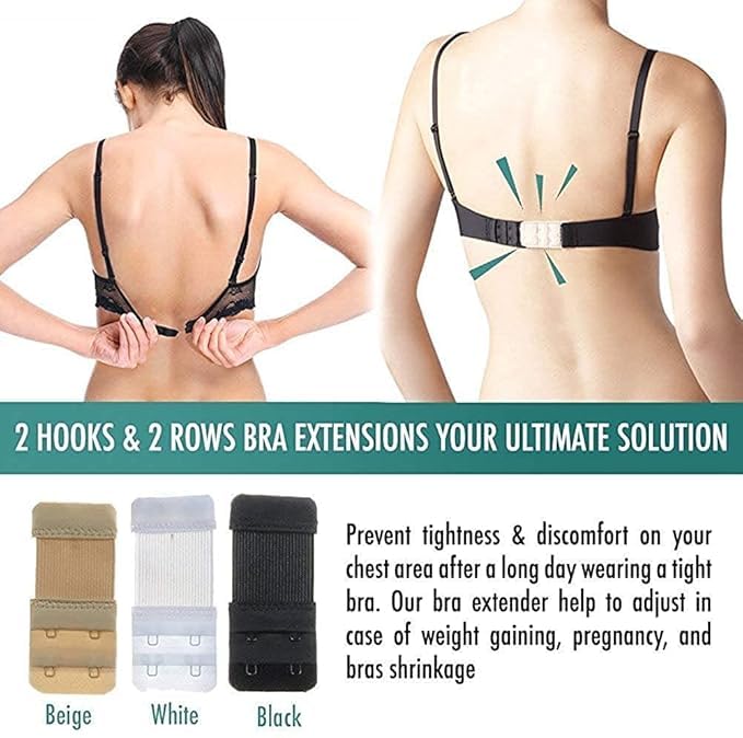 DClub Bra Extender Stretchy Soft and Comfortable Bra Strap Extender for Women in Pregnency or Weight gain. (6 PIECES (3X3 HOOK), SKIN) - Image 8 thumbnail