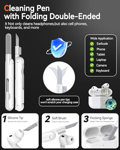 Image of Dual Safety Lock for AirPods Pro 3 Case 2025, Compatible with MagSafe | Designed with Automatic Switch and Phone Stand, Includes a Cleaner & Keychain - Rugged Tough Hard Shell
