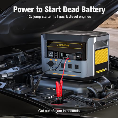 Image of VTOMAN FlashSpeed 1500 Portable Power Station with Jumper Cables, 1548Wh LiFePO4 Solar Generator & Car Jump Starter, Recharge 0-100% in 1H, 1500W AC Output /Input, for Outdoor, Home, Roadside Rescue