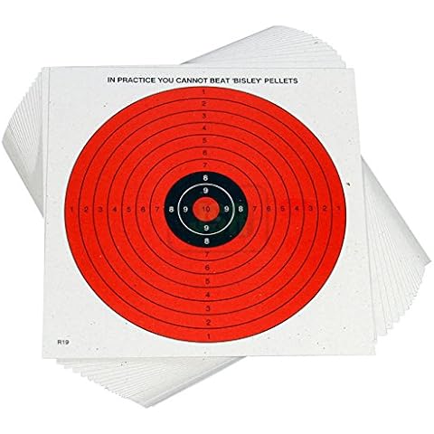 Bisley 14cm x 14cm Day Glo Airgun Card Targets - Approx. 50 Pack Of Thick Card Targets For Air Pistol And Air Rifle Target Shooting, Practice & Plinking Cover