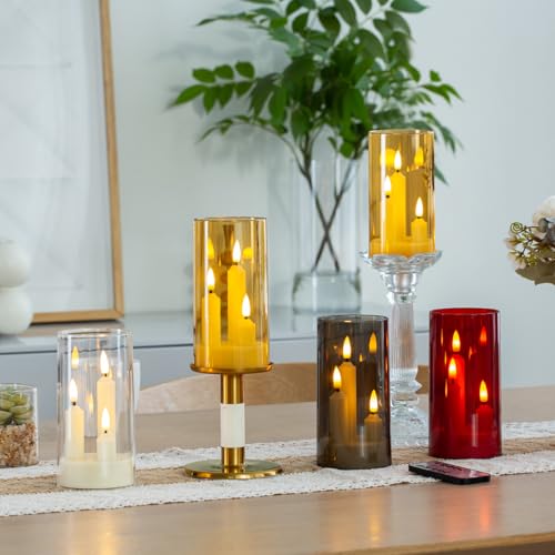 Image of Hausware 3-in-1 Flameless LED Taper Candles with Remote - Battery Operated, Realistic & Portable Candles Set,3-Pack,Durable Indoor /Outdoor Decor (Gold)