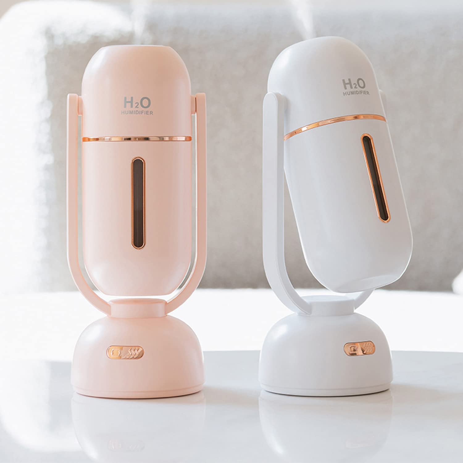Nawilżacz - przenośny mini nawilżacz ze światłami LED, przenośne powietrze USB Ultra cichy, odpowiedni dla dzieci, wnętrz, sypialni, biura, samochodu (różowy)