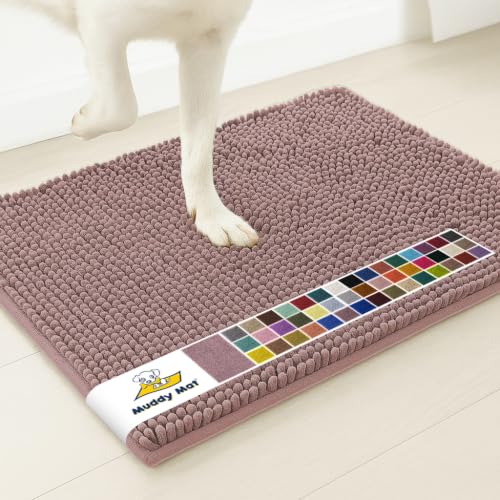 Image of Muddy Mat | Super Water Absorbent Door Mat Indoor, Microfiber Quick Dry Chenille Entryway Rug, Slip Resistant Front Door Mat, Indoor Mats for Entryway, Machine Washable Pet Rug, Plum 5ft x 7ft