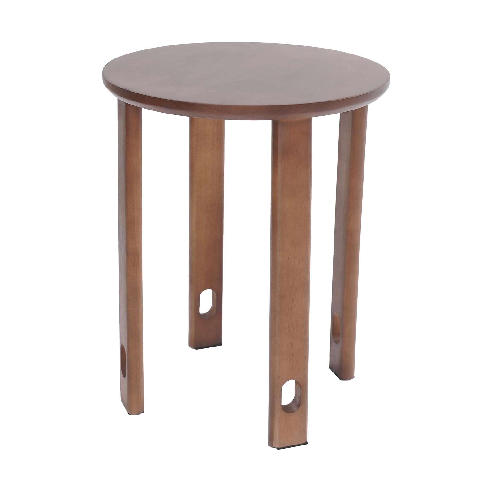 Set di 4 sgabelli impilabili in legno con ruote, per sala da pranzo, comodino rotondo, sgabello da balcone, per cucina, camera da letto, soggiorno (colore noce)