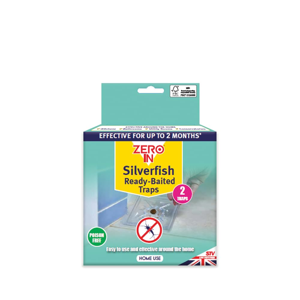 4 x Silverfish Ready Baited Traps (2 packs of 2) Poison Free Zero In