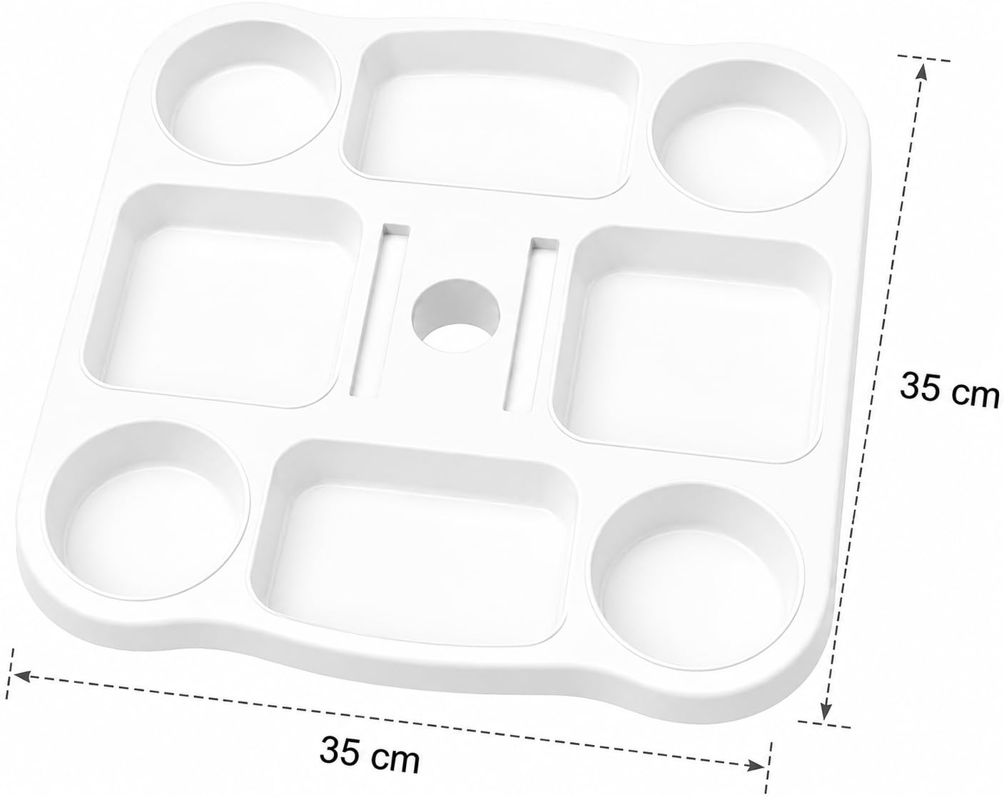 Tavolino Per Ombrellone Da Spiaggia Qualità Top 8 Scomparti E 2 Slot Per Smartphone 35x35 cm Portaoggetti Porta Bicchieri Bottiglie Con Morsetto Regolabile Ø22-40 mm Per Spiaggia Giardino Piscina