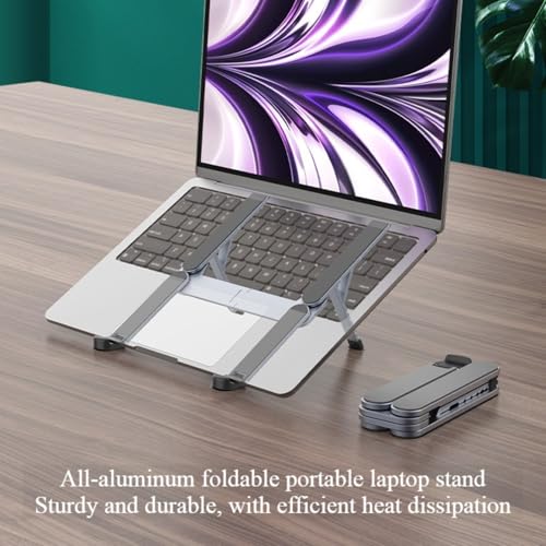 Base portátil plegable de aluminio para laptops ajustable miniatura 2