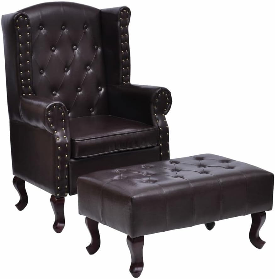 vidaXL Chesterfield Sessel Hocker Ohrensessel Relaxsessel Ledersessel Lounge