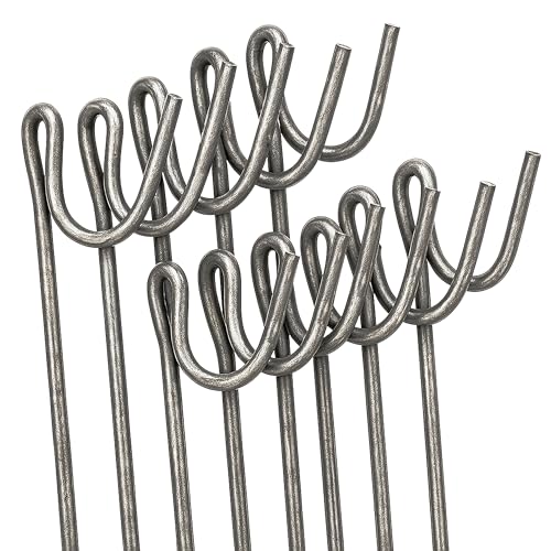 Steel Fencing Pins 1.15m x 8mm Heavy Duty Metal Fence Stakes & Road Pins for Temporary Fencing Netting & Barrier Mesh Non-Galvanised Garden Stakes Pack of 10