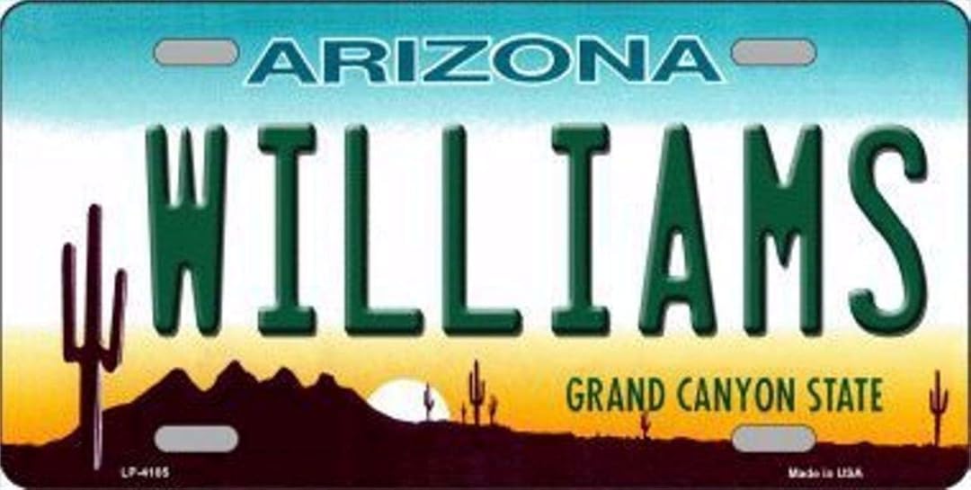Williams Arizona State Background Novelty Metal License Platetag Sign 6"X12" License Plate Sign