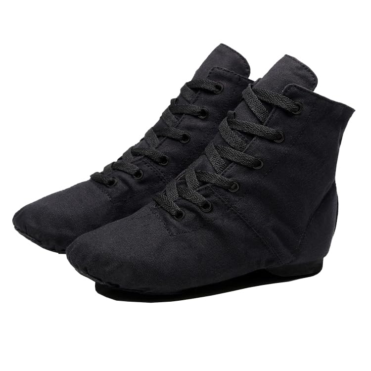 Jazz Shoes Women's Black Jazz Depth Men's Professional Dance Shoes Canvas with Leather Sole Jazz Boots-image-1