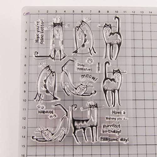 LANDUM Clear Stamp Transparent Stamp Silicone Stamp DIY Scrapbooking Embossing Paper Cards Home Decor - Cute Cat