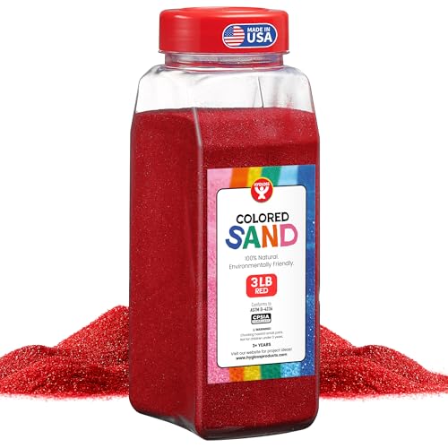 Image of Hygloss Colored Sand for Crafts - 3 lb Bottle, Red - Vibrant Colorful Fine Sensory Play Sand Art Kits for Kids - Classroom Activities for Children 3 4 5 6 7 8 9 10 11 12 - Safe for Ages 3+